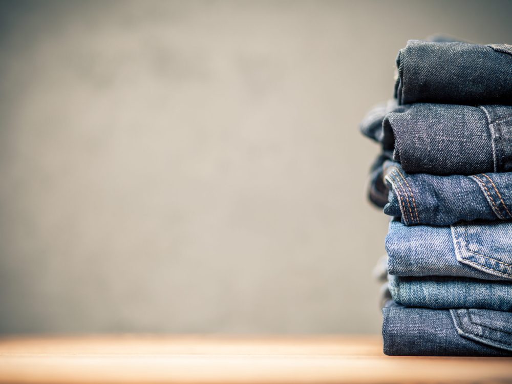Jeans arranged in a stack